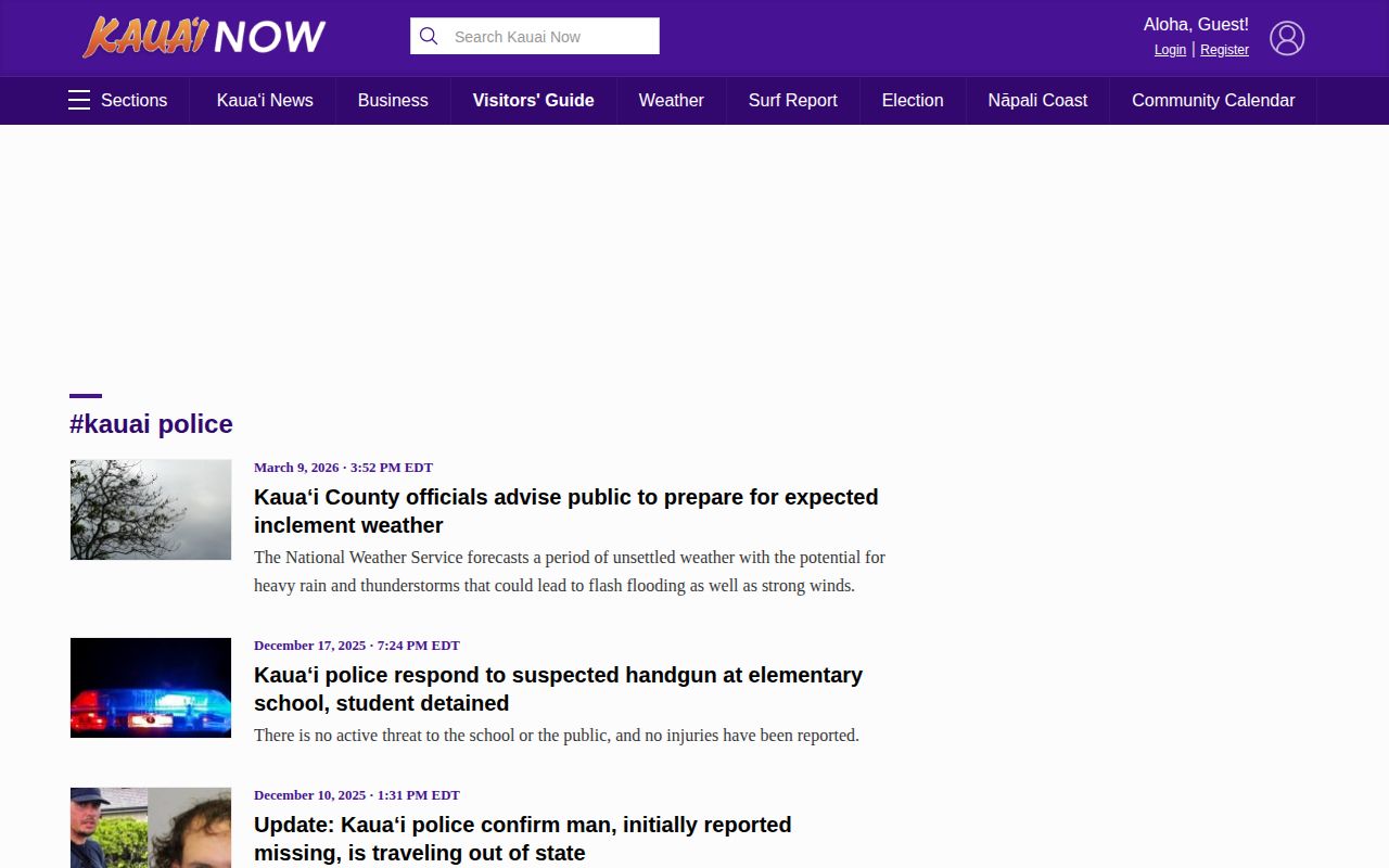 Kauaʻi Now police-story section for local arrest coverage