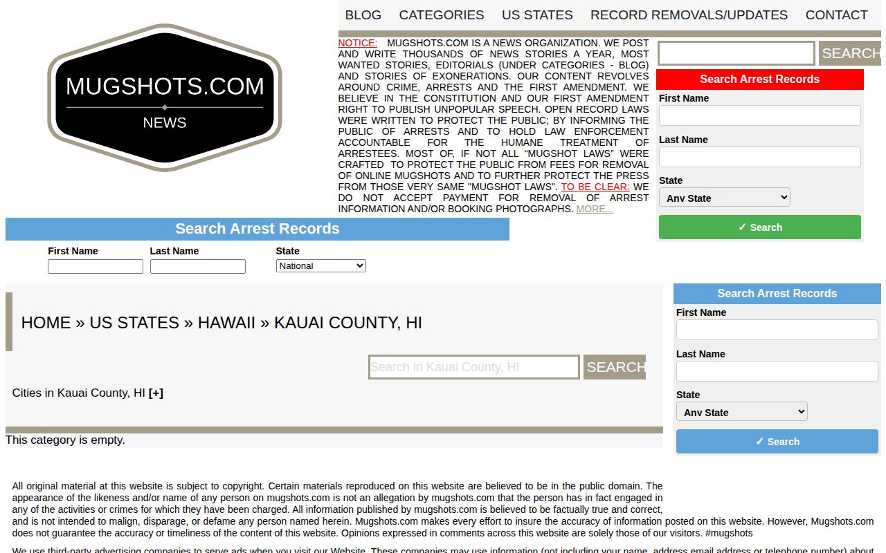 Unofficial Kauaʻi County mugshot category source check